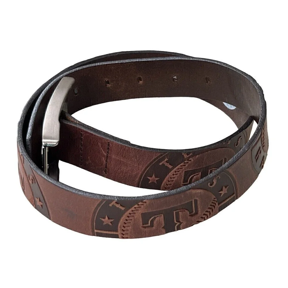 Texas Rangers Brandish Leather Belt - Brown - Very Good Condition - Size 32